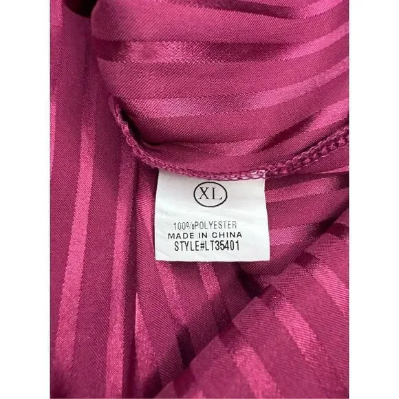 Fashion Nova Women’s XL Stripe This Way Satin Shirt Burgundy NEW - Picture 8 of 8